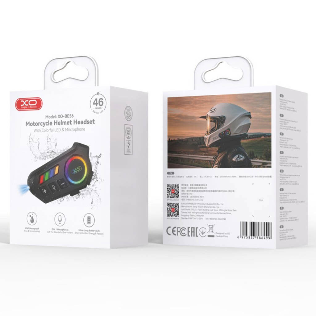 Мотогарнітура XO BE56, Чорний - № 9 Мотогарнітура XO BE56, Чорний - № 9