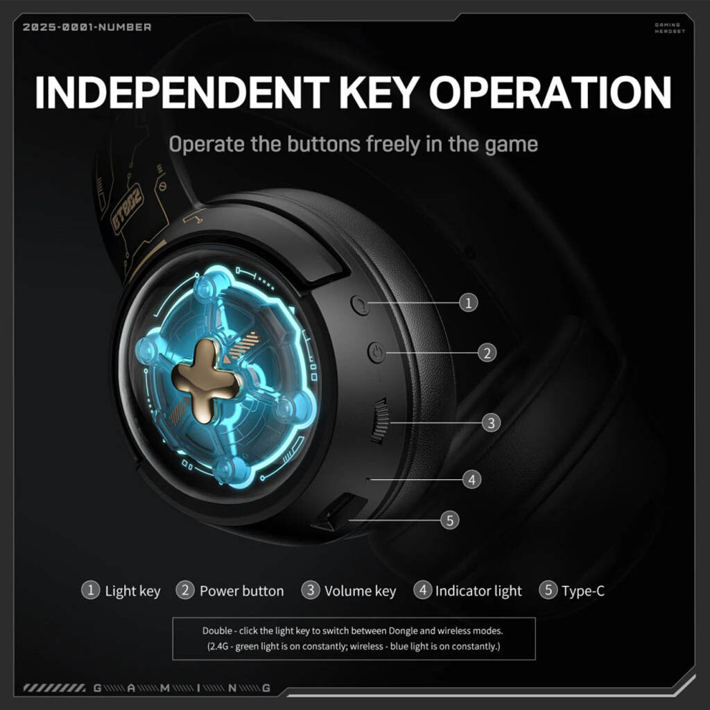 Bluetooth-гарнитура Onikuma GT802 Gaming, Стерео, Черный - № 7 Bluetooth-гарнитура Onikuma GT802 Gaming, Стерео, Черный - № 7