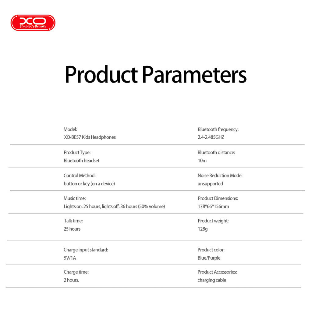 Bluetooth-гарнитура XO BE57 Colorful Elf Kids, Стерео, Сиреневый - № 5 Bluetooth-гарнитура XO BE57 Colorful Elf Kids, Стерео, Сиреневый - № 5
