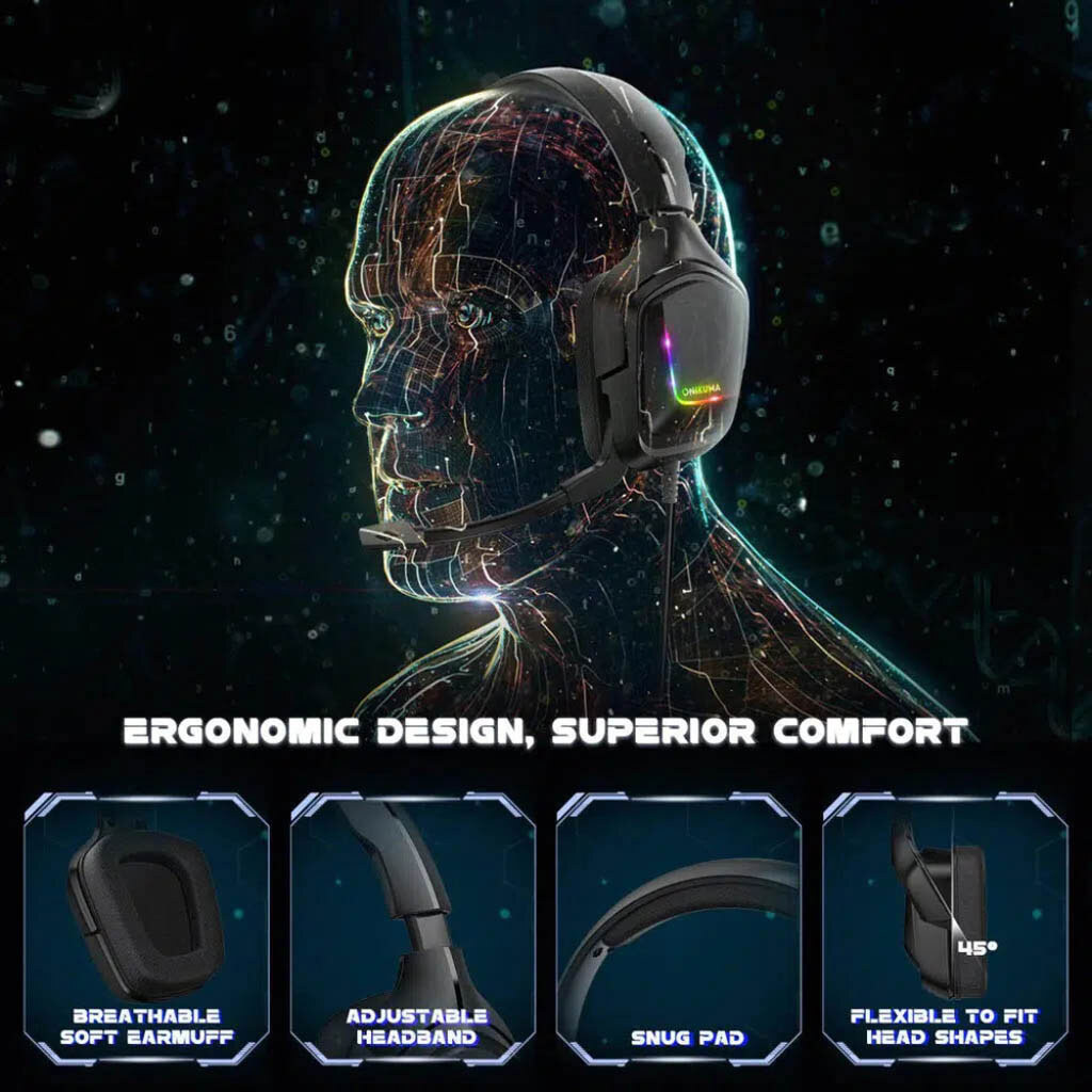 Bluetooth-гарнитура Onikuma K20, Стерео, Черный - № 5 Bluetooth-гарнитура Onikuma K20, Стерео, Черный - № 5