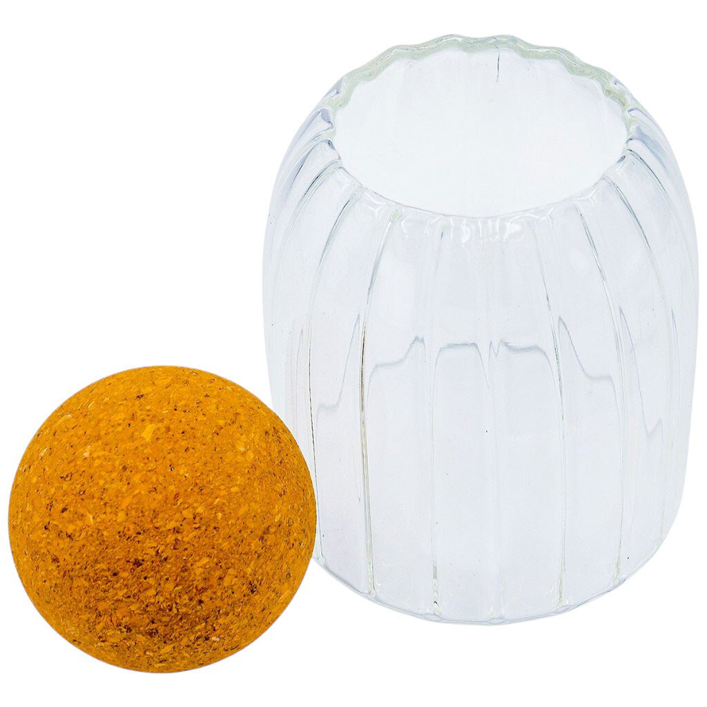 Ємність для сипучих скляних ребристих з корковою кришкою 390 мл - № 2 Ємність для сипучих скляних ребристих з корковою кришкою 390 мл - № 2