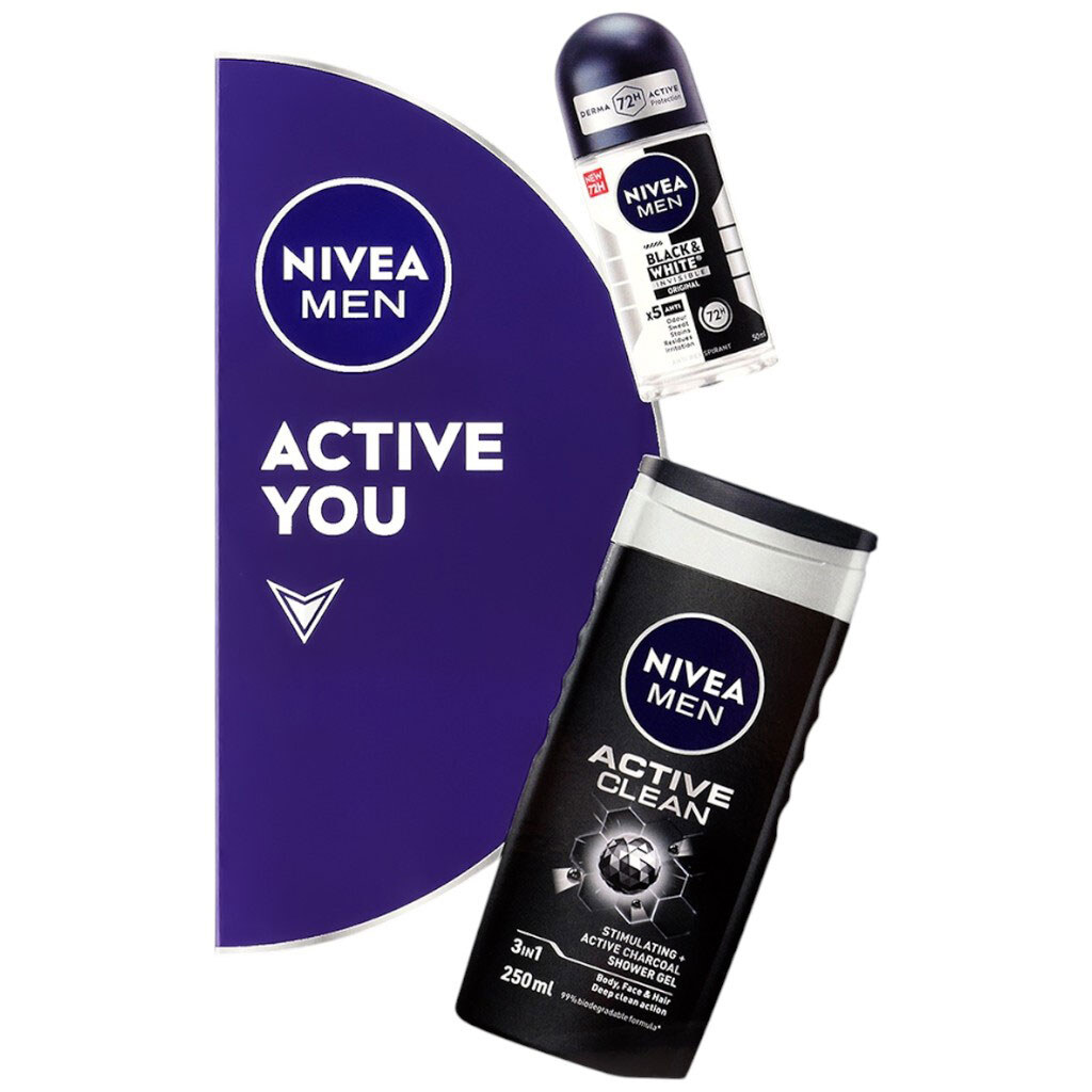 Набір подарунковий чоловічий NIVEA ACTIVE YOU: гель для душу, антиперспірант - № 1 Набір подарунковий чоловічий NIVEA ACTIVE YOU: гель для душу, антиперспірант - № 1