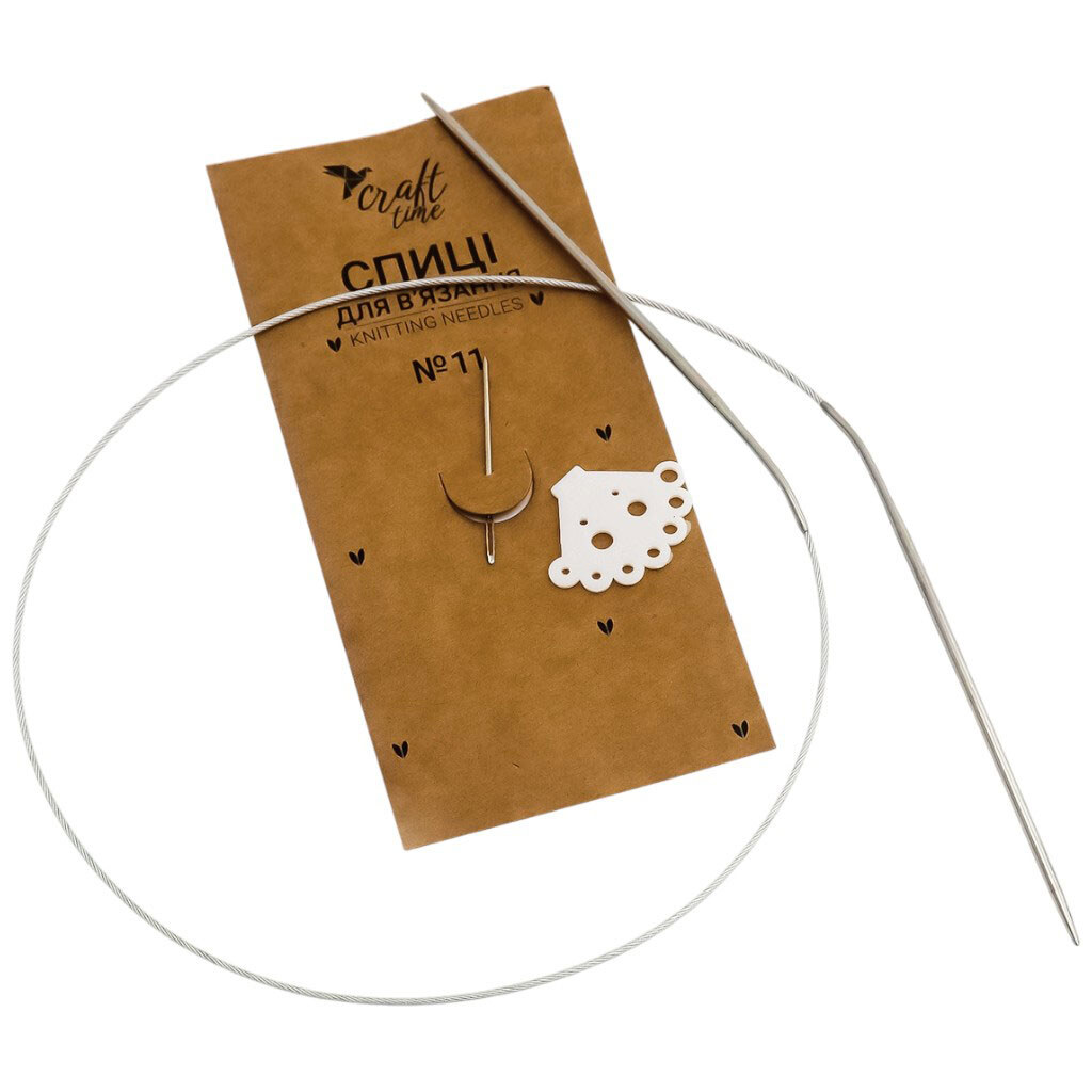 Спиці для в'язання металеві з тросом Craft time №11 - № 1 Спиці для в'язання металеві з тросом Craft time №11 - № 1