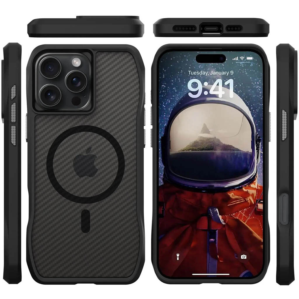 Чохол (накладка) Apple iPhone 16 Pro, Space Octagon, Carbon Black, MagSafe, Чорний - № 3 Чохол (накладка) Apple iPhone 16 Pro, Space Octagon, Carbon Black, MagSafe, Чорний - № 3