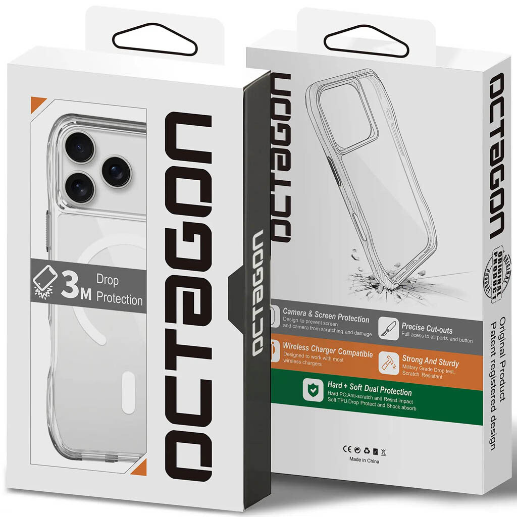 Чохол (накладка) Apple iPhone 17 Pro Max, Space Octagon, MagSafe, Прозорий - № 5 Чохол (накладка) Apple iPhone 17 Pro Max, Space Octagon, MagSafe, Прозорий - № 5