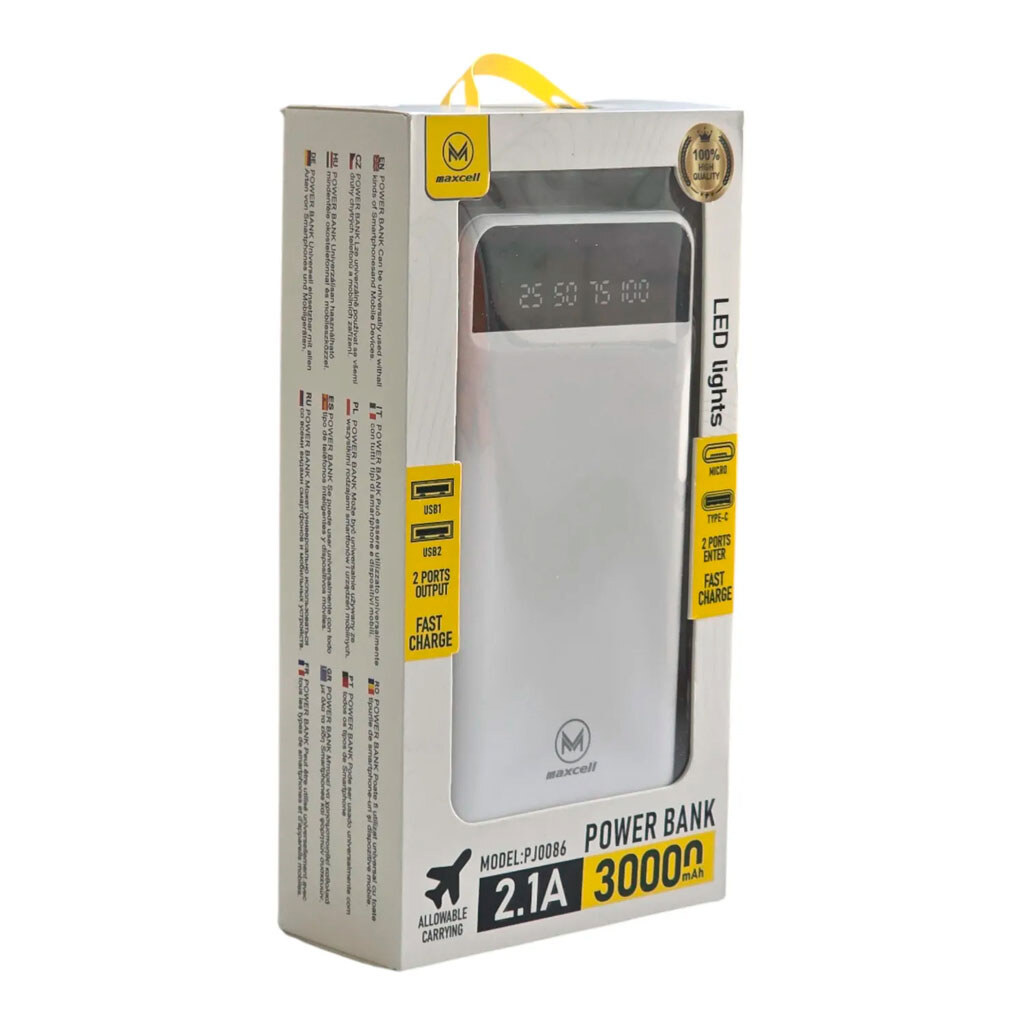 Портативна батарея (Power Bank) MaxCell PJ0086, 30000 mAh, Чорний - № 4 Портативна батарея (Power Bank) MaxCell PJ0086, 30000 mAh, Чорний - № 4