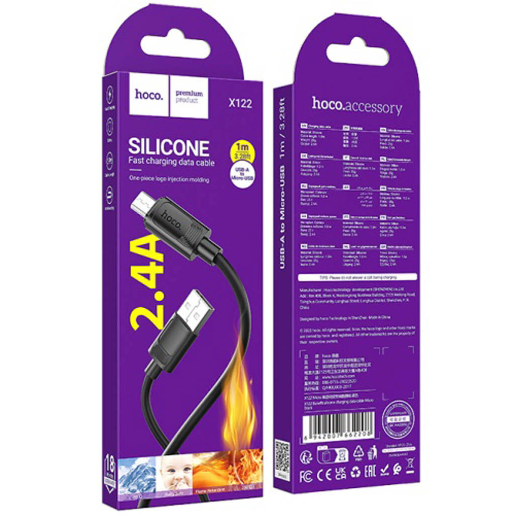 USB кабель Hoco X122, MicroUSB, 1.0 м., Черный - № 6 USB кабель Hoco X122, MicroUSB, 1.0 м., Черный - № 6