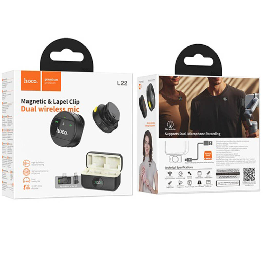 Микрофон петличный Hoco L22, Черный - № 7 Микрофон петличный Hoco L22, Черный - № 7