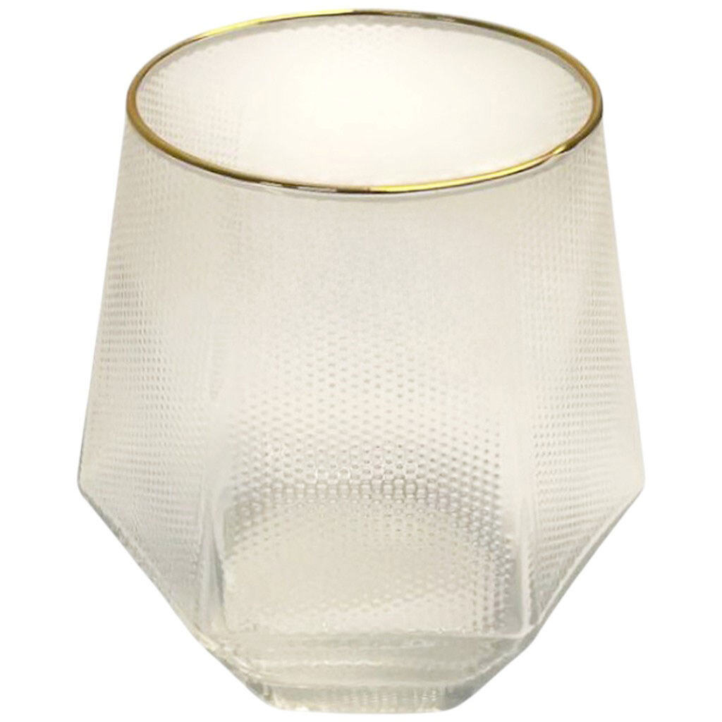 Стакан стеклянный низкий ребристый с золотистой окантовкой, 310 мл - № 1 Стакан стеклянный низкий ребристый с золотистой окантовкой, 310 мл - № 1