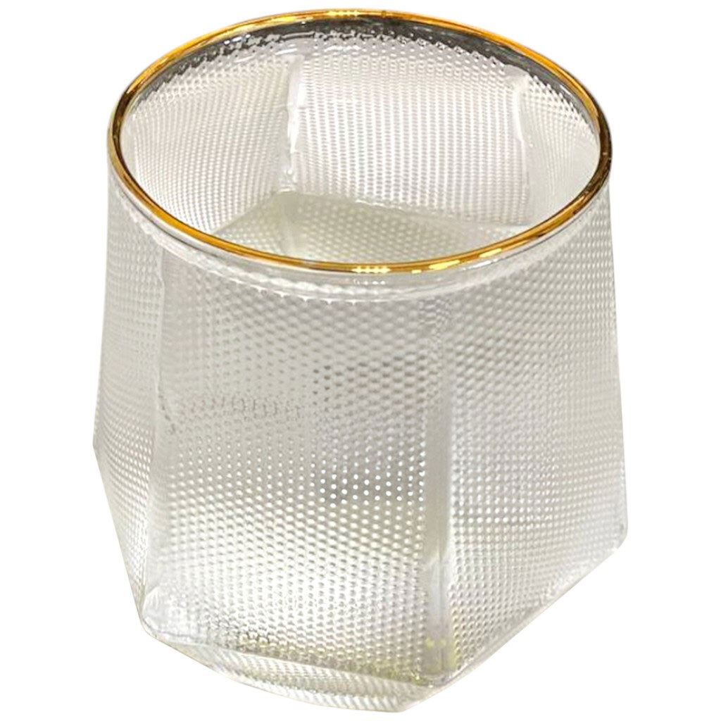 Стакан стеклянный низкий ребристый с золотистой окантовкой, 310 мл - № 2 Стакан стеклянный низкий ребристый с золотистой окантовкой, 310 мл - № 2