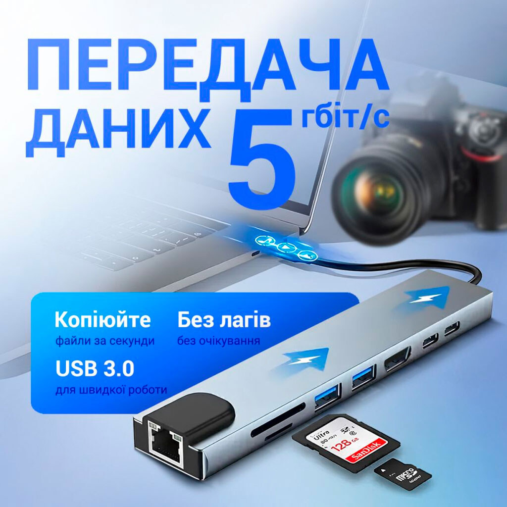 USB Hub Walker WHUB-63, Серый - № 5 USB Hub Walker WHUB-63, Серый - № 5