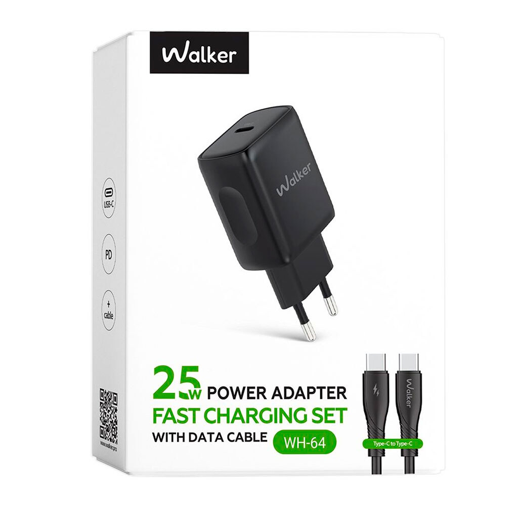 СЗУ Walker WH-64, С кабелем, Type-C, Черный - № 6 СЗУ Walker WH-64, С кабелем, Type-C, Черный - № 6