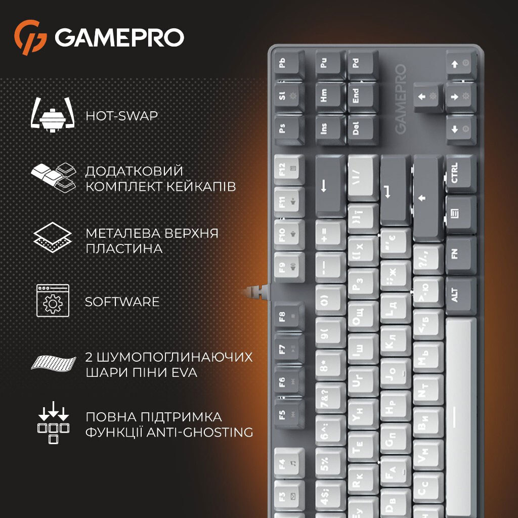 Клавиатура GamePro Genesis Metallic MK110G Outemu, Серый - № 19 Клавиатура GamePro Genesis Metallic MK110G Outemu, Серый - № 19