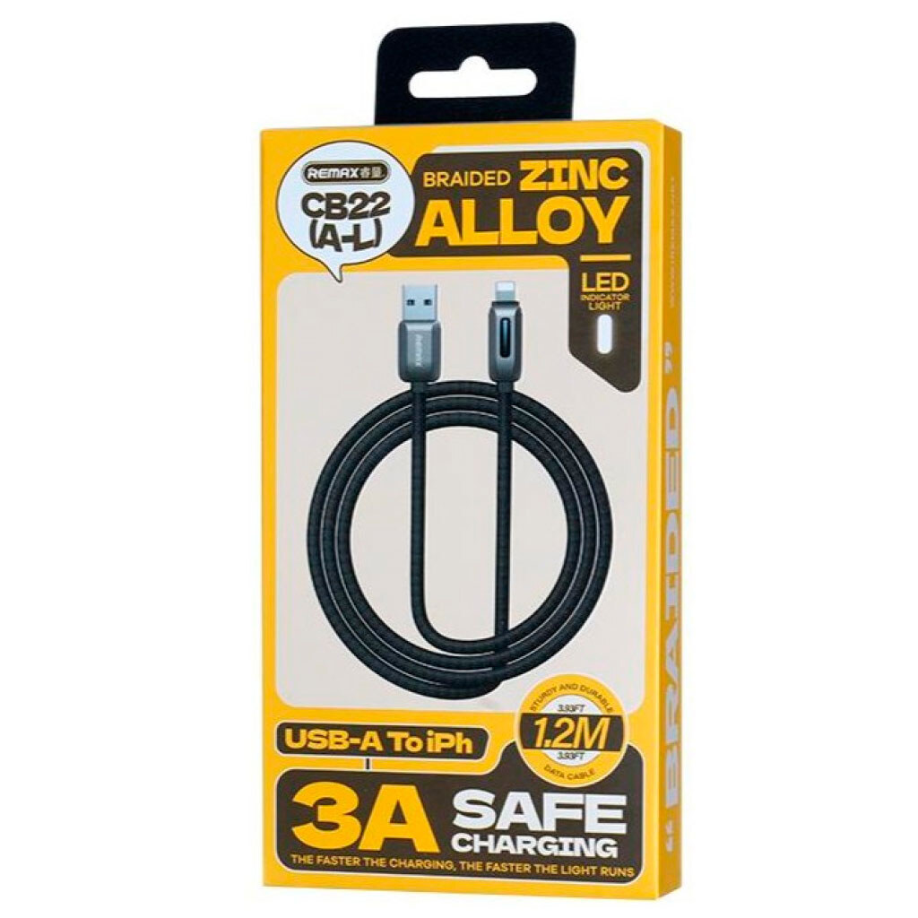 USB кабель Remax CB22 Raybeam Zink Alloy, Lightning, 1.2 м., Черный - № 2 USB кабель Remax CB22 Raybeam Zink Alloy, Lightning, 1.2 м., Черный - № 2