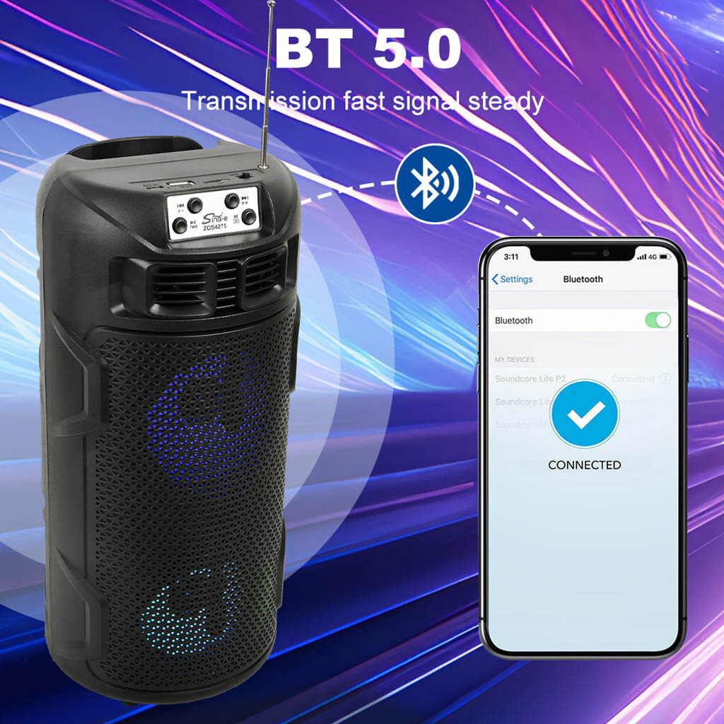 Портативная колонка Sing-e ZQS4275, Черный - № 6 Портативная колонка Sing-e ZQS4275, Черный - № 6