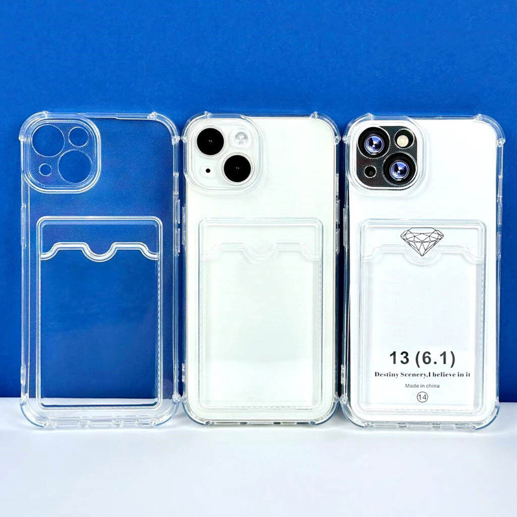 Чехол (накладка) Apple iPhone 17 Air, Silicone Card Case, Прозрачный - № 2 Чехол (накладка) Apple iPhone 17 Air, Silicone Card Case, Прозрачный - № 2