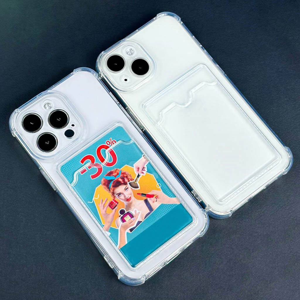 Чехол (накладка) Apple iPhone 17 Air, Silicone Card Case, Прозрачный - № 5 Чехол (накладка) Apple iPhone 17 Air, Silicone Card Case, Прозрачный - № 5