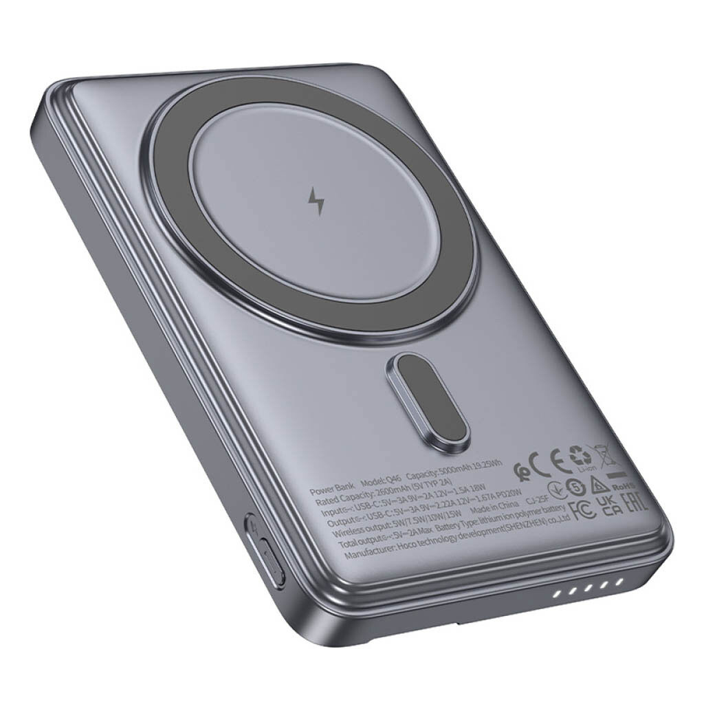 Портативна батарея (Power Bank) Hoco Q46 Title, 5000 mAh, Срібний - № 4 Портативна батарея (Power Bank) Hoco Q46 Title, 5000 mAh, Срібний - № 4