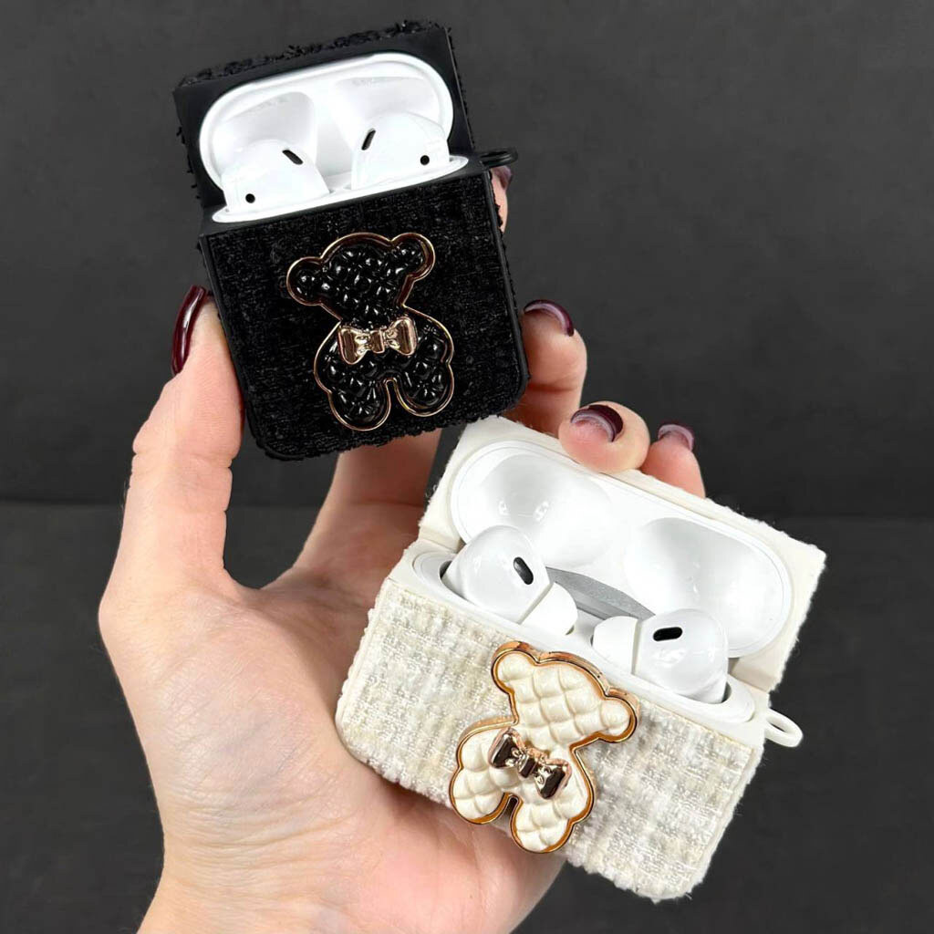 Чехол (накладка) Apple AirPods 3, Bears, Черный - № 4 Чехол (накладка) Apple AirPods 3, Bears, Черный - № 4