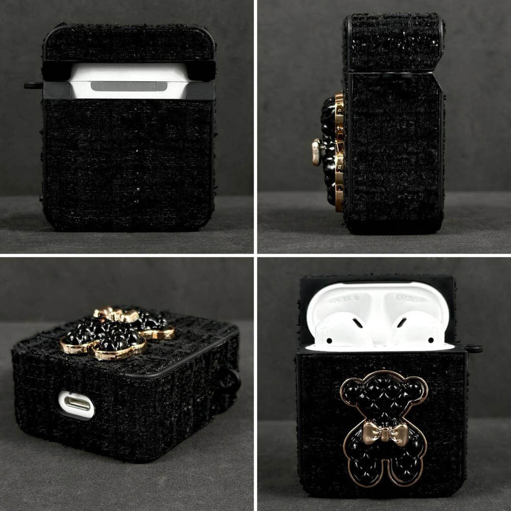 Чехол (накладка) Apple AirPods 3, Bears, Черный - № 6 Чехол (накладка) Apple AirPods 3, Bears, Черный - № 6