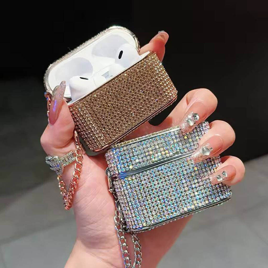 Чохол (накладка) Apple AirPods Pro, Luxury Sparkling Diamond, Бронзовий - № 2 Чохол (накладка) Apple AirPods Pro, Luxury Sparkling Diamond, Бронзовий - № 2