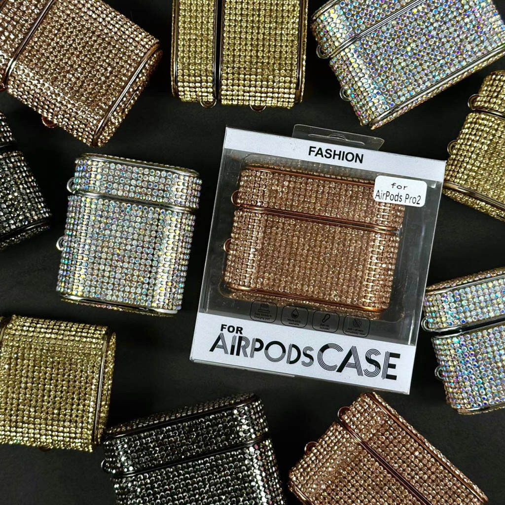 Чохол (накладка) Apple AirPods Pro, Luxury Sparkling Diamond, Бронзовий - № 7 Чохол (накладка) Apple AirPods Pro, Luxury Sparkling Diamond, Бронзовий - № 7