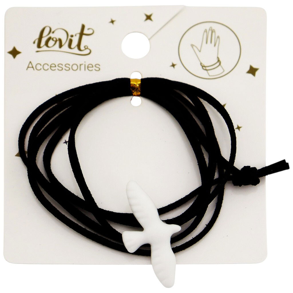 Браслет женский текстильный с декором Lovit Птичка - № 2 Браслет женский текстильный с декором Lovit Птичка - № 2