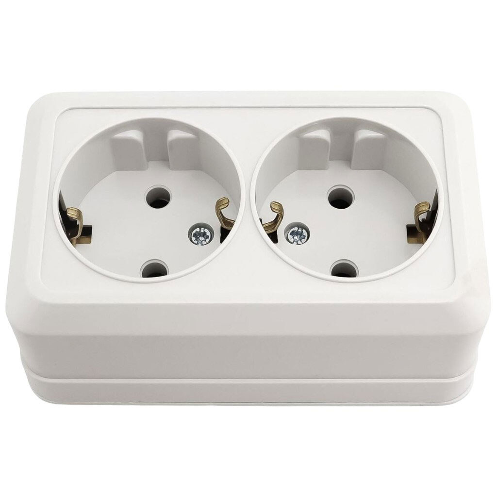 Розетка двойная с заземлением накладная LUNO - № 1 Розетка двойная с заземлением накладная LUNO - № 1