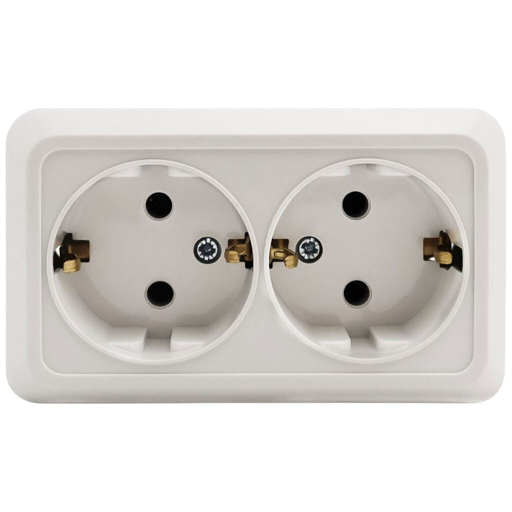 Розетка двойная с заземлением накладная LUNO - № 2 Розетка двойная с заземлением накладная LUNO - № 2