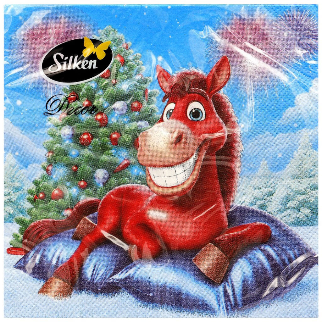 Серветки паперові Silken Символ року 3 шари 33х33 см - № 2 Серветки паперові Silken Символ року 3 шари 33х33 см - № 2