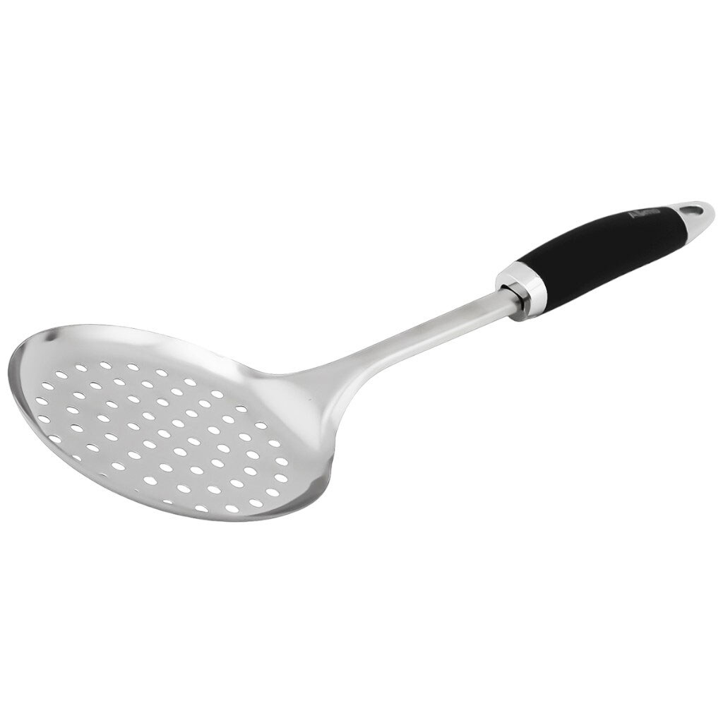 Шумовка кухонная металлическая с черной ручкой Almo - № 1 Шумовка кухонная металлическая с черной ручкой Almo - № 1
