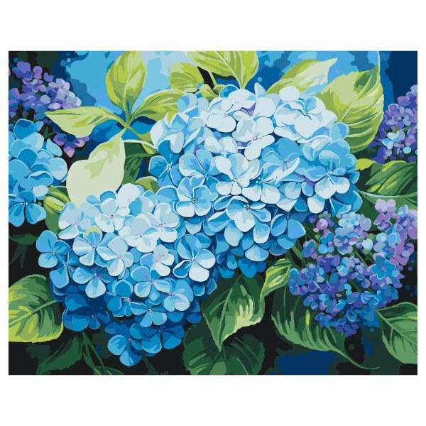 Картина по номерам "Голубая гортензия", 40x50 см, Origami - № 1 Картина по номерам "Голубая гортензия", 40x50 см, Origami - № 1