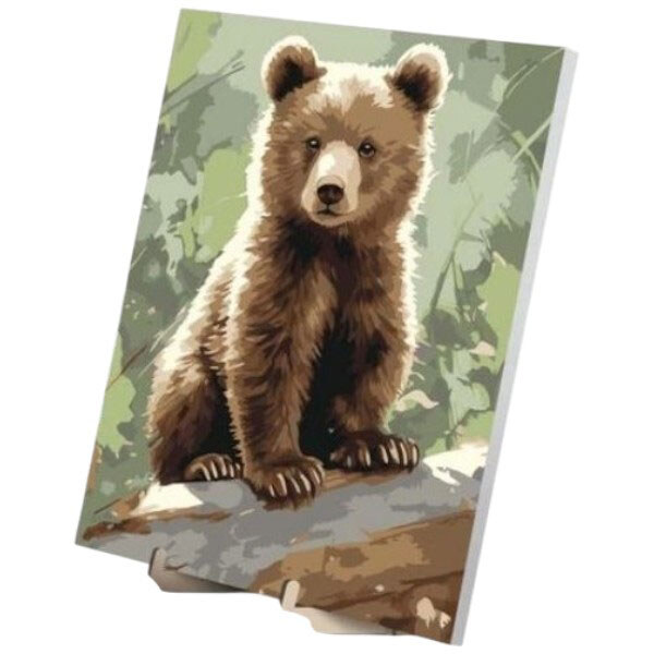 Картина по номерам "Любознательный мишка", 30х40 см, с деревянной подставкой, Qbee - № 1 Картина по номерам "Любознательный мишка", 30х40 см, с деревянной подставкой, Qbee - № 1