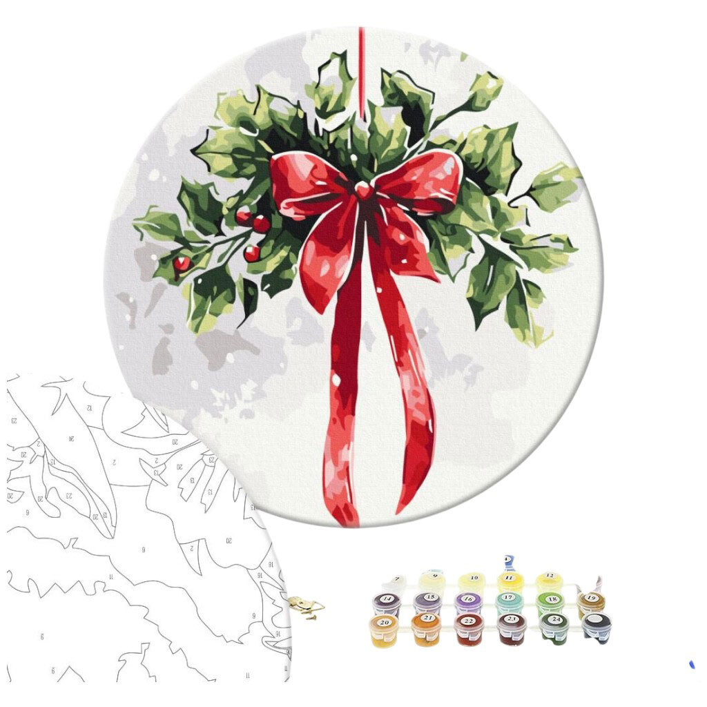 Картина за номерами "Різдвяна омела", 30x30 см, Brushme - № 2 Картина за номерами "Різдвяна омела", 30x30 см, Brushme - № 2