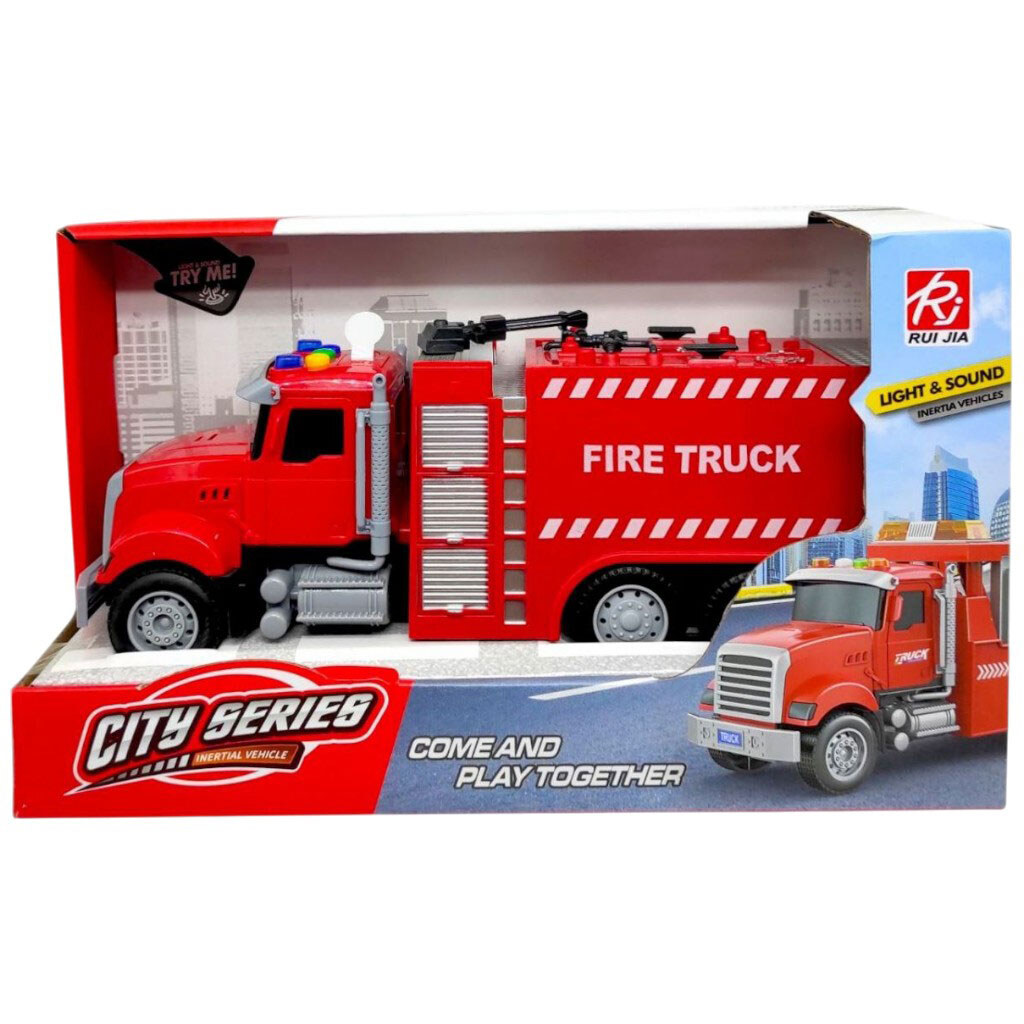 Машина инерционная "Пожарная", озвученная, со светом, в коробке, 29,5x11x17,5 см, Rui Jia - № 1 Машина инерционная "Пожарная", озвученная, со светом, в коробке, 29,5x11x17,5 см, Rui Jia - № 1