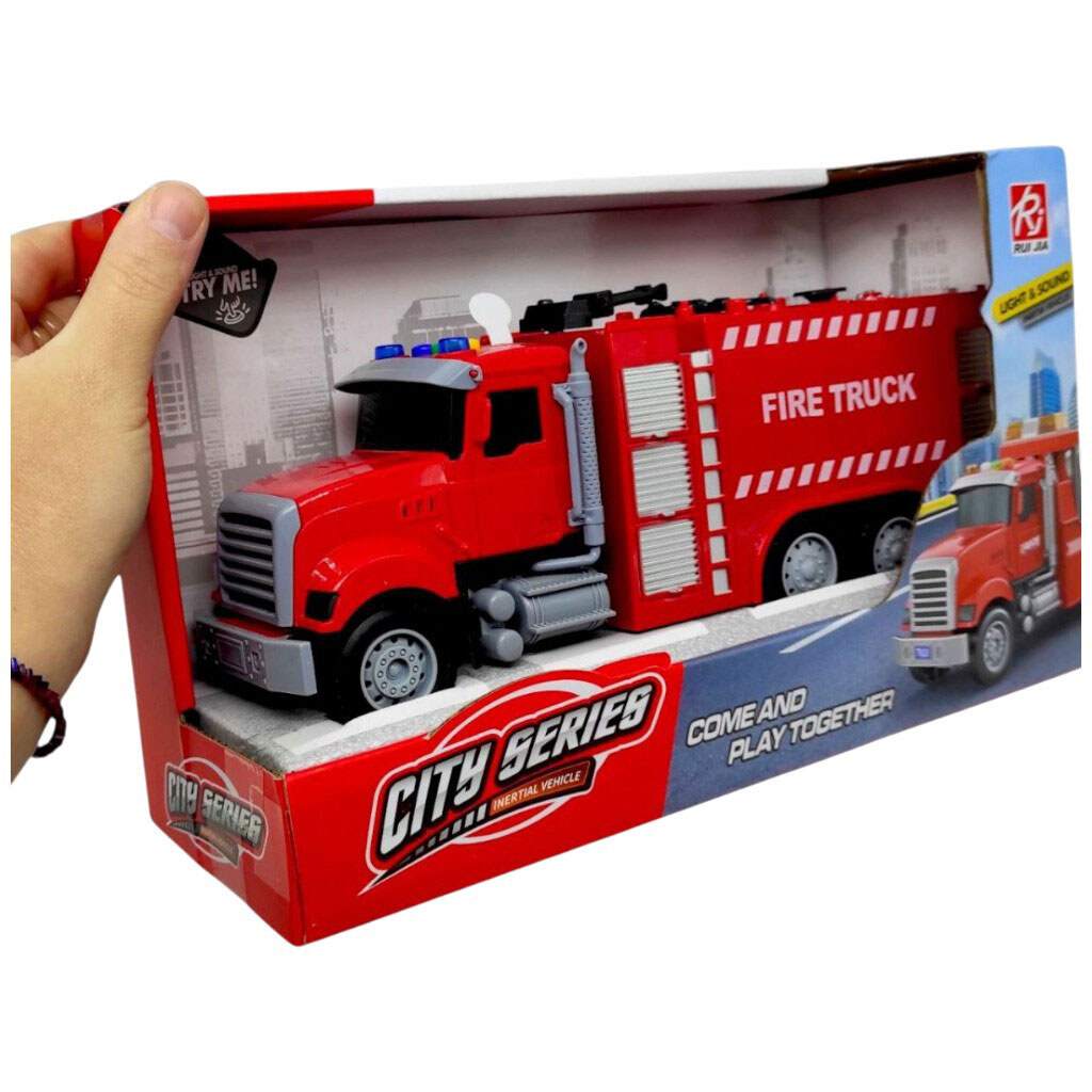 Машина инерционная "Пожарная", озвученная, со светом, в коробке, 29,5x11x17,5 см, Rui Jia - № 2 Машина инерционная "Пожарная", озвученная, со светом, в коробке, 29,5x11x17,5 см, Rui Jia - № 2