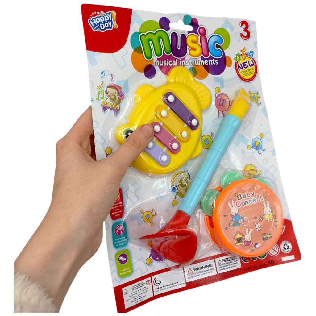 Музичні інструменти: дудка, ксилофон, бубон, планшет 29x22x5см, мікс видів, Mic - № 2 Музичні інструменти: дудка, ксилофон, бубон, планшет 29x22x5см, мікс видів, Mic - № 2