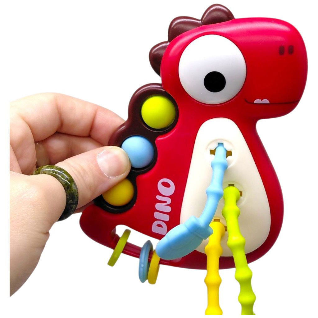 Брязкальце "Динозавр", поп-іт, гумові прорізувачі та елементи для перетягування, мікс, Mic - № 3 Брязкальце "Динозавр", поп-іт, гумові прорізувачі та елементи для перетягування, мікс, Mic - № 3