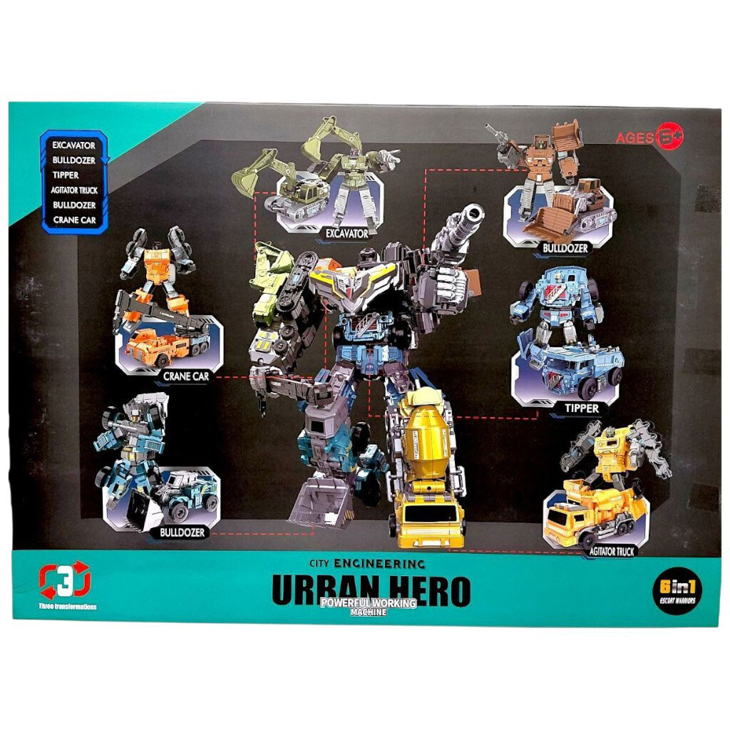 Набір трансформерів 6в1: робот заввишки 48 см, бластер, екскаватор, 2 бульдозери, самоскид, кран, бетонозмішувач, Mic - № 2 Набір трансформерів 6в1: робот заввишки 48 см, бластер, екскаватор, 2 бульдозери, самоскид, кран, бетонозмішувач, Mic - № 2
