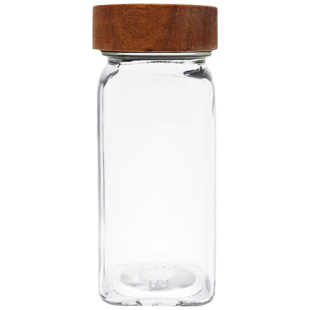 Емкость для специй стеклянная с деревянной крышкой, 110 мл - № 1 Емкость для специй стеклянная с деревянной крышкой, 110 мл - № 1
