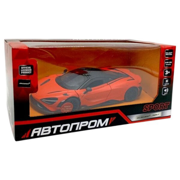 Машина мет. 1:24 "McLaren 765 LT", батар., світло, звук, відкр. двері, короб. 24,5x12x10см, Автопром - № 2 Машина мет. 1:24 "McLaren 765 LT", батар., світло, звук, відкр. двері, короб. 24,5x12x10см, Автопром - № 2