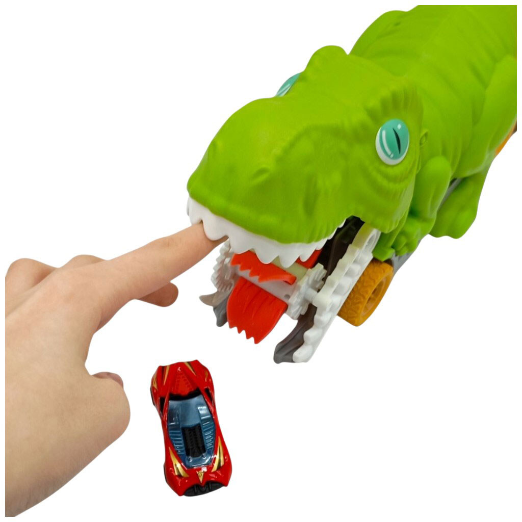 Трейлер-монстр-паркинг динозавр с металл. машинками, 2шт., кор.32x11x12 см, Mic - № 3 Трейлер-монстр-паркинг динозавр с металл. машинками, 2шт., кор.32x11x12 см, Mic - № 3