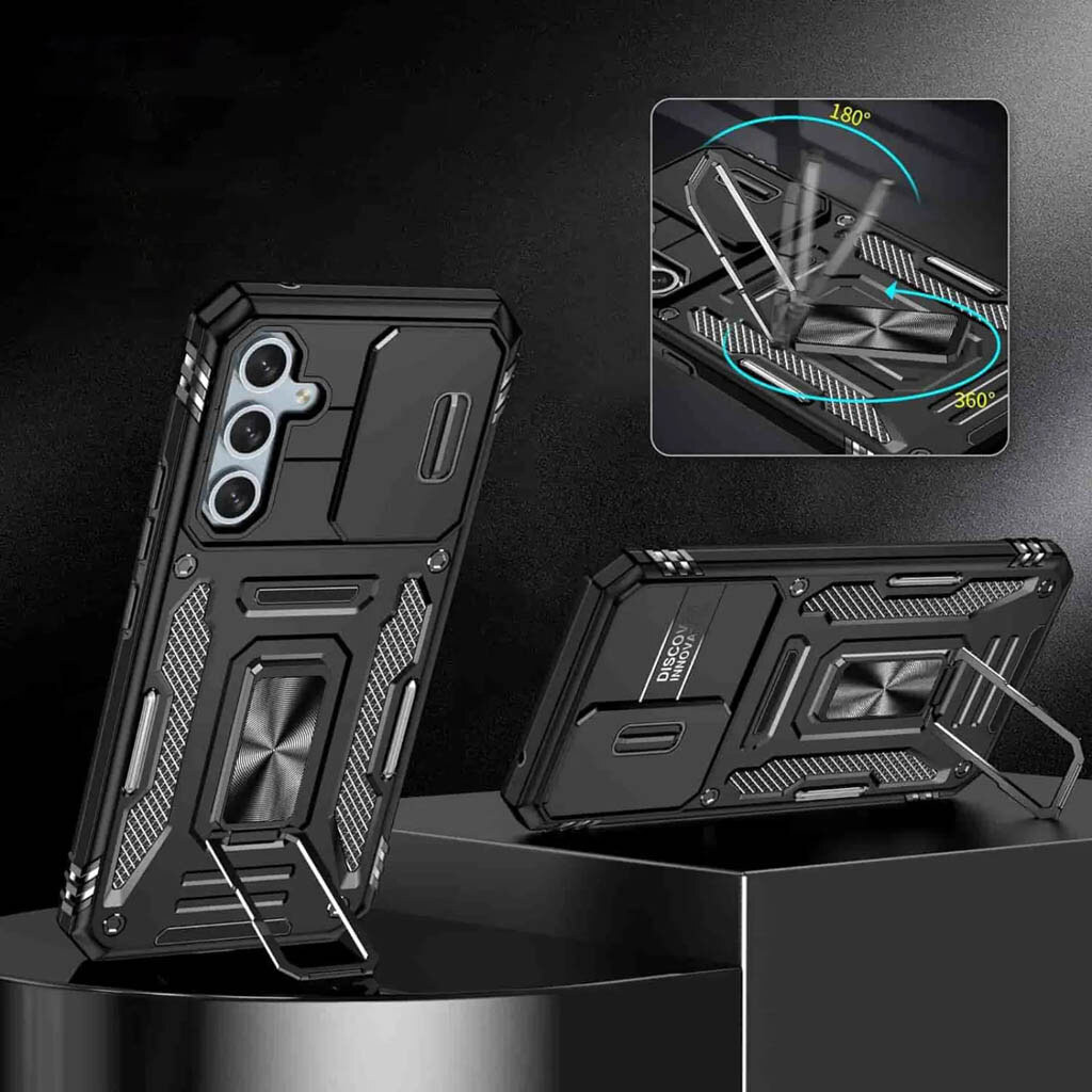 Чохол (накладка) Samsung Galaxy S25 FE, Epik Camshield Army Ring, Чорний - № 6 Чохол (накладка) Samsung Galaxy S25 FE, Epik Camshield Army Ring, Чорний - № 6