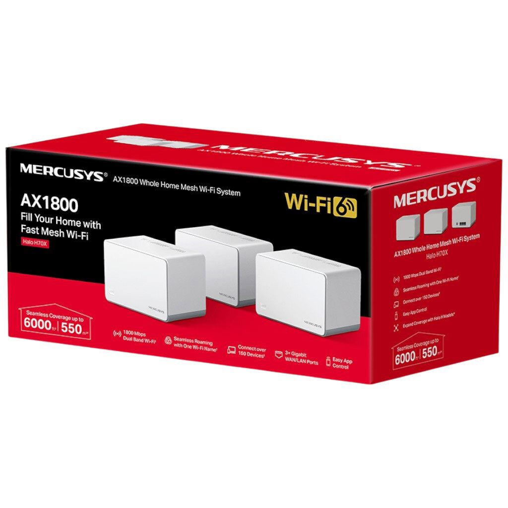 WiFi Mesh система Mercusys Halo H70X, Белый - № 4 WiFi Mesh система Mercusys Halo H70X, Белый - № 4