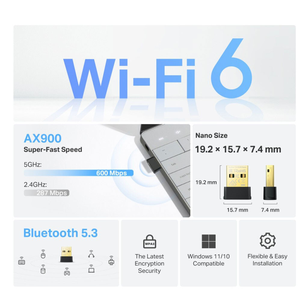 Wi-Fi адаптер TP-Link Archer TX10UB Nano - № 6 Wi-Fi адаптер TP-Link Archer TX10UB Nano - № 6