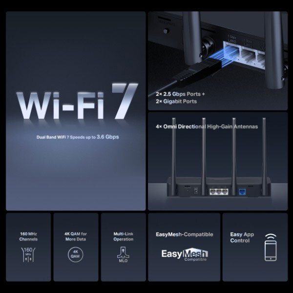 Беспроводной маршрутизатор Mercusys MR27BE, Черный - № 4 Беспроводной маршрутизатор Mercusys MR27BE, Черный - № 4
