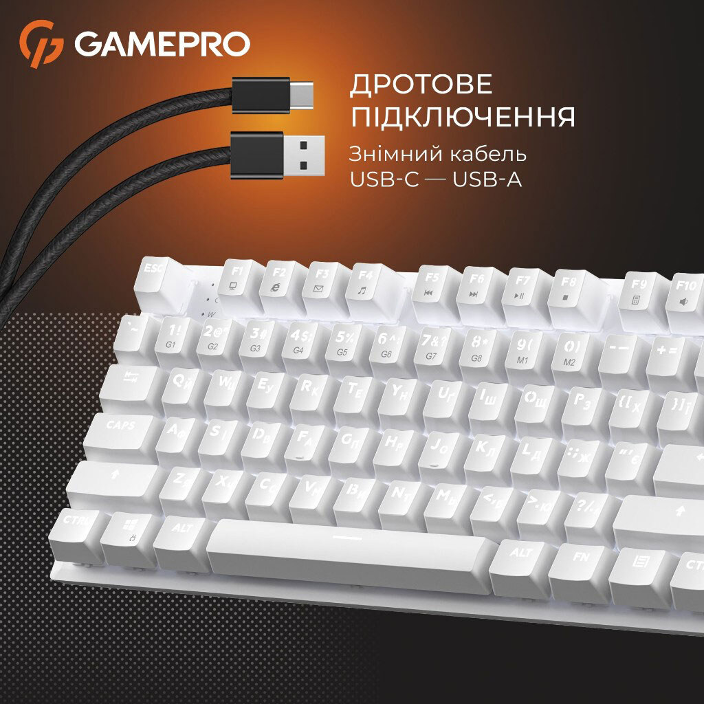 Клавіатура GamePro Genesis Joker MK124W Outemu, Білий - № 9 Клавіатура GamePro Genesis Joker MK124W Outemu, Білий - № 9