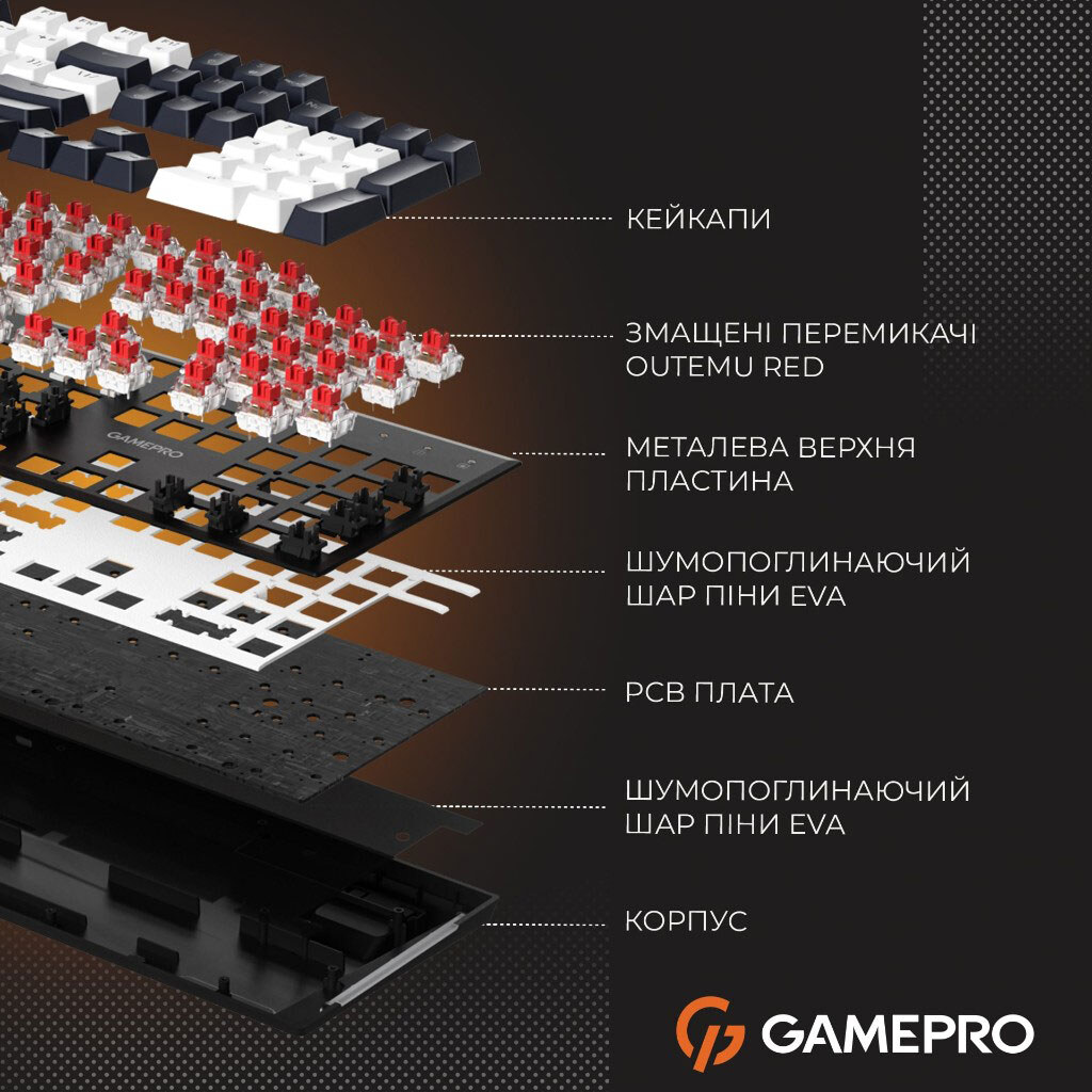 Клавиатура GamePro Genesis Metallic MK144B Outemu, Черный - № 14 Клавиатура GamePro Genesis Metallic MK144B Outemu, Черный - № 14