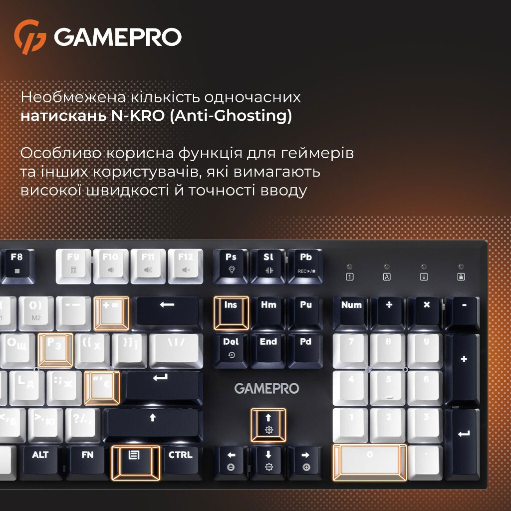 Клавиатура GamePro Genesis Metallic MK144B Outemu, Черный - № 16 Клавиатура GamePro Genesis Metallic MK144B Outemu, Черный - № 16