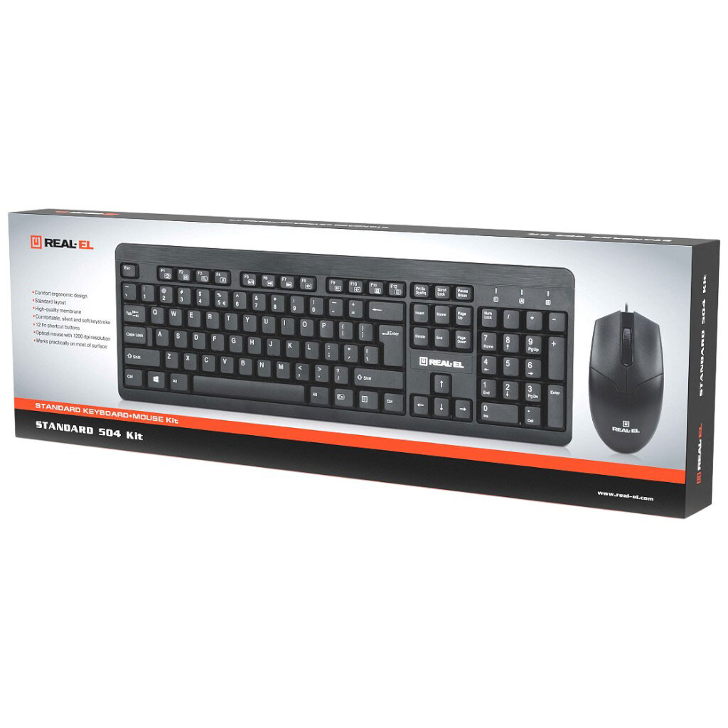 Клавиатура и мышь REAL-EL Standard 504 Kit, Черный - № 10 Клавиатура и мышь REAL-EL Standard 504 Kit, Черный - № 10